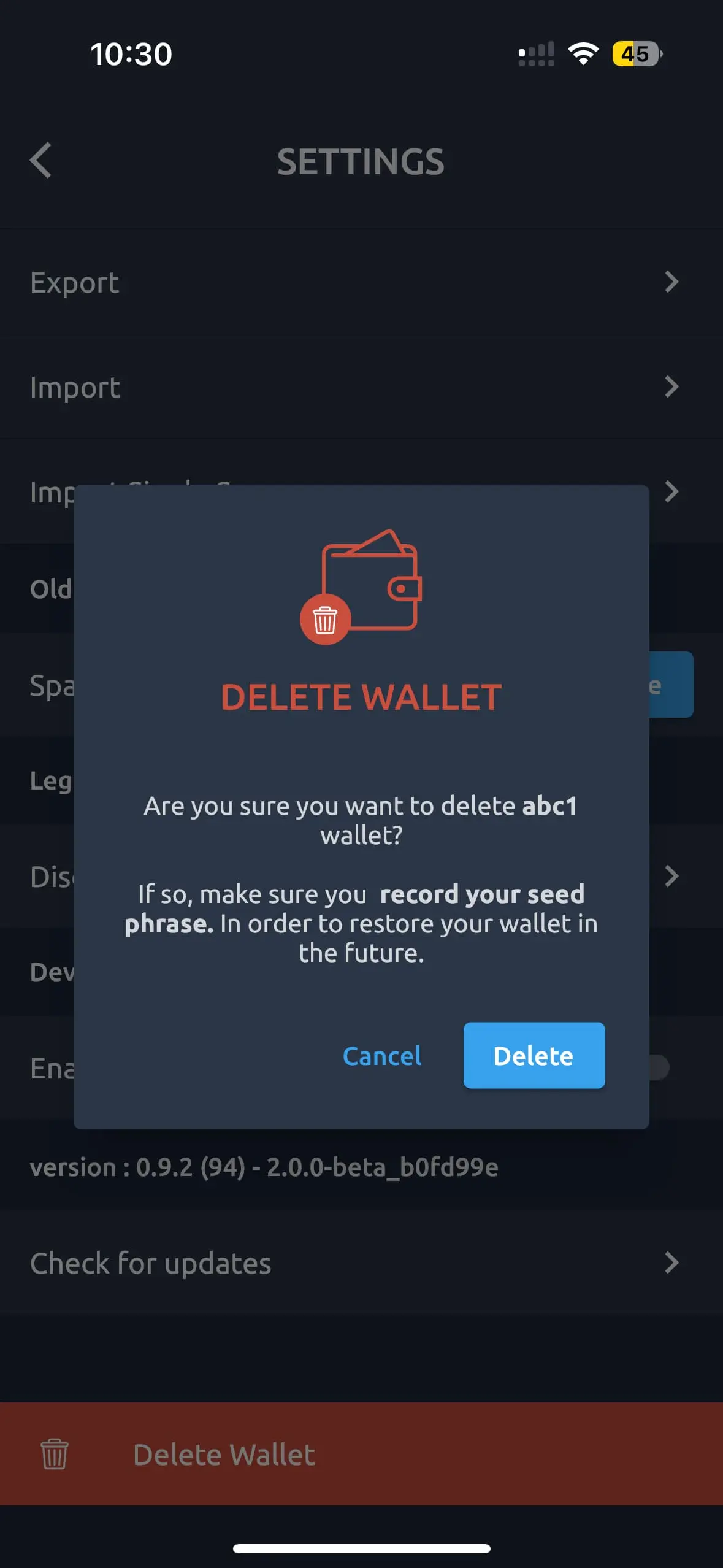 How to Delete Seed (Wallet) From Komodo Mobile Wallet