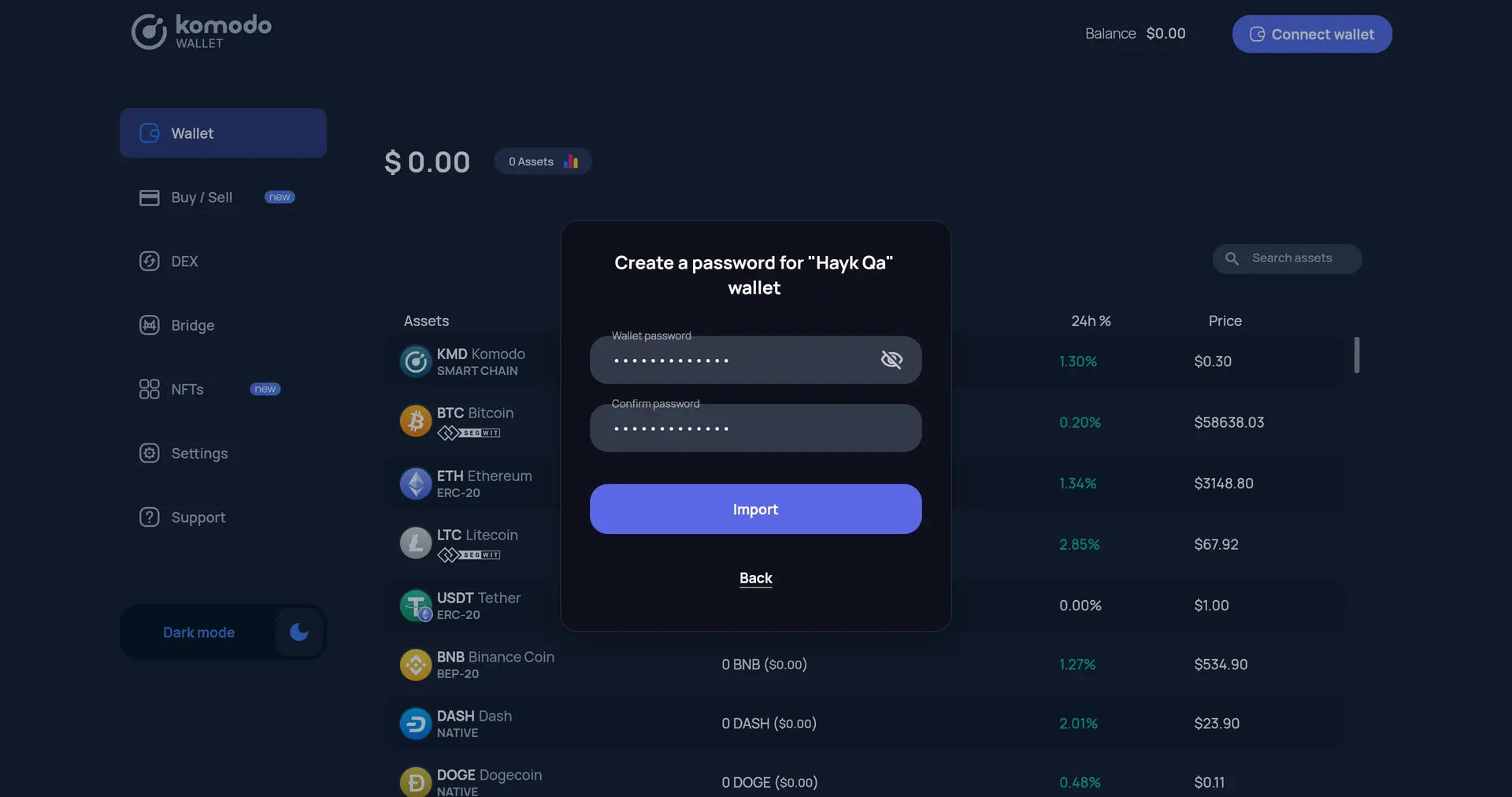 How to Import Wallet in Komodo Web Wallet